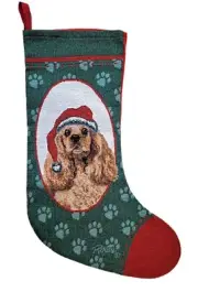 Quality Christmas Cocker Spaniel Holiday Gift Stocking Tapestry 19" NWT