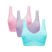 Nevenka 3 Pcs Seamless Sports Bras with Removable Pads Yoga Vest-Set7