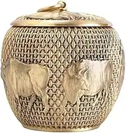Decorative High-grade Copper Tea Canister Sealing Canister Storage Tea Box Multifunctional Kitchen Storage Jar Interior Decoration Container(Medium)