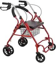 JBNCRYGD Folding Walker with Wheels, Adjustable Height Walking Structure, Rollator with Wheels for Elderly Folding with Shopping Basket Four Legs Pulley