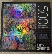 Dogs Puzzle Foil Effect Metallique 500 Pc Terrier Lab Beagle Basset Chow Whippet