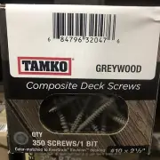 TAMKO 10 x 2-1/2" Star Drive GREYWOOD Composite Deck Screws (350 pcs)