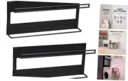 Magnetic Towel Holder for Refrigerator, Towel Rack Large （2 Pack） Black