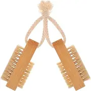 DECORNIJIA 2Pcs Portable Nail Cleaning Brush Double Sided Fingernail Scrubber for Manicure Lightweight Boar Bristle Design for Home Salon Use