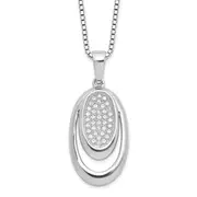 Sterling Silver Brilliant Embers Rhodium-Plated 38 Stone 18 Inch Micro Pav Cz Necklace With 2 Extender
