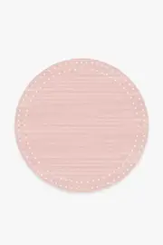 185' Round | Machine Washable Runner Rug | Kid & Pet Friendly | Indoor Rug | Dot Border Pink Rug | Ruggable