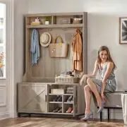 Entryway Coat Rack Farmhouse Decor Rustic Oak Shoe Storage Organizer Bench Shelf