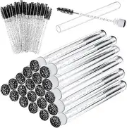 Mascara Brushes Tubes Set 70 Pieces Disposable Eyelash Brushes Replacement with 20 Pieces Empty Tubes for Eyelash Extension Lash Mascara Wand (Black Diamond)