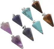 [GRADENEVE] Diy Jewelry Charms 8pcs Gemstone Cone Pendants Polished Cone Charms for Necklace Bracelet Keychain Fashion Jewelry Accessories