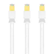 3x Cruxtec CAT8 40GbE SF/FTP Triple Shielding PoE Ethernet Cable 2m White