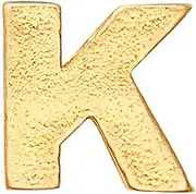 [Alex and Ani] Initial K Gold Slider Charm, Create Your Own, Initial K Charm, 14kt Gold Plated, Gold, Charm Size 0.29 inch Width by 0.28 inch Height, One Size, Brass, No Gemstone