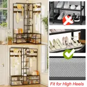 Corner or Straight Coat Rack Hall Bench Thicken Rail Wire Net Shoes Shelf Closet