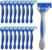 Lanties 16 Pcs Disposable Razors for Men Bulk 5-blade Disposable Razors Men's Razor Comfort Head Long-blade Sensitive Skin Razor for Hotel Travel Spa Gift