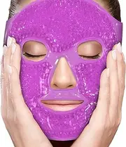 (Purple) - Face Eye Mask Gel Cold Pack - Reduce Puffiness, Bags Under Eyes, Puffy Dark Circles, Migraine - Therapeutic Heat and Ice Compress With Cover - For Sleep, Sinus Pressure, Headaches, Skin Care - Purple
