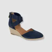Gentle Souls Women's Blue Orya Wedge Pointy Toe Espadrille Sandals Shoes Sz 10