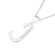 Sterling Silver Cubic Zirconia Initial J Letter Pendant in Clear