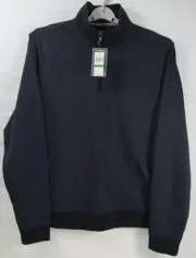 NWT Men’s Van Heusen Big & Tall Mock Neck Quarter Zip Twill Sweater Blue L Tall