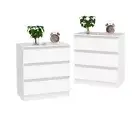 Set of 2 Bedside Table 3 Drawers Nightstand Cabinet Storage Furniture White