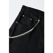 Mens Silver Jean Chain With Diamantes
