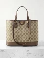 [Gucci] Gucci - Ophidia Tess Embellished Leather-trimmed Printed Coated-canvas Shoulder Bag - Brown - One size One size Brown