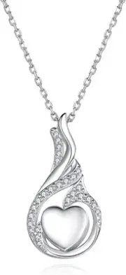 ACJFA Cremation Jewelry 925 Sterling Silver Teardrop Urn Phoenix Bird-White