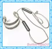Brighton Ferrara Equestra Long Silver Necklace Cuff Bracelet Set NWT $176 Pouch