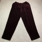 Eileen Fisher Velvet Pants Womens Size Large Rayon Silk Dark Cherry Purple NEW