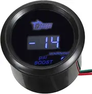 E Support 2" 52mm Black Car Motor Digital Blue LED PSI Turbo Boost LED Gauge Meter