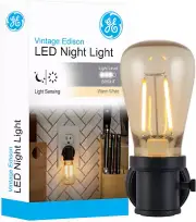 GE Vintage LED Edison Night Light, Plug-In, Dusk to Dawn Sensor, Farmhouse Decor