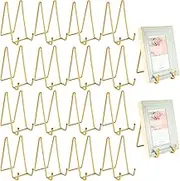 Mixweer Plate Stands for Display 18 Pack 6 Inch Plate Holder Display Stands Picture Frame Stand Holder Metal Frame Holder Stand for Decorative Plate, Book, Photo, Easel, Platter, Tabletop Art (Gold)