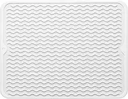 Silicone Dish Drying Mat for Multiple Usage, Easy clean, Eco-friendly, Heat-resistant Dish Drainer Mat for Kitchen Counter,Sink,Refrigerator or Drawer liner (16" x 12", White)
