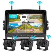 3 RV Wireless Backup Camera 7" DVR Quad Split Monitor for Truck Trailer Caravan
