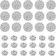 VGOL 50pcs Rhinestone Buttons Decorative Silver Round Rhinestone Button Embellishments Flatback DIY Crafts for Wedding Decoration Hair Accessories