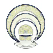 Noritake Dinnerware Set Year Round Bone China Blue/Yellow 5-Piece-Service for 1