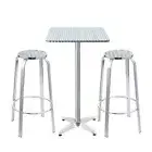 Outdoor Bistro Set Bar Table Stools Adjustable Aluminium Cafe 3PC Square