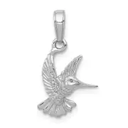 14K White Gold Hummingbird Pendant