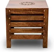 [MITRIA TRADERS] Wooden Stools for Living Room Bedroom Side end Table Outdoor/Indoor Décor | Square Stool (12 x 12 x 12 inch)