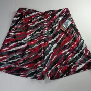 AND1 Offense Athletic Gym Shorts Men’s L Large Red Black Camouflage 8" Inseam