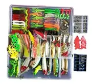 275-Piece Fishing Lure Kit - Frogs, Spoons, Grasshoppers - for Bass, Trout,