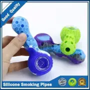 Silicone Bonza Pipe with Glass Bowl Unbreakable Honeycombe Design