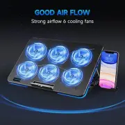 LAPTOP COOLING PAD 6 QUIET FAN ADJUSTABLE STAND FOR 12-17 INCH NOTEBOOK PC