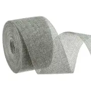 Burlap Ribbon,2 Inch Wide 10 Yards Burlap Wired Ribbon, Grey