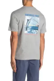 Tommy Bahama M Men's Gray Sworded Past Swordfish Short Sleeve Tee T-Shirt