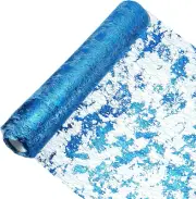 Lake Blue Table Runner 11 X 360 Inch, Metallic Foil Thin Mesh Table Runner Roll
