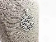 Silver Flower of Life Pendant Necklace Sacred Geometry Aura Tree of Life Gift UK