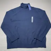 NEW Nautica Sweater Mens 2XL Blue Turtleneck Navtech Stretch Classic Cotton Blen