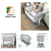Bassinet Bedside Sleeper, Baby Bassinet with 7 Adjustable Height, Bedside Bas...