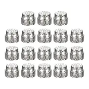 18pcs Round Cord Lock Spring Stopper Fastener Slider Toggles End White Nickel