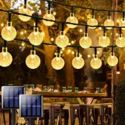 2-Pack Solar String Lights Outdoor, Total 52FT 80 LED Crystal Globe Solar Lig...