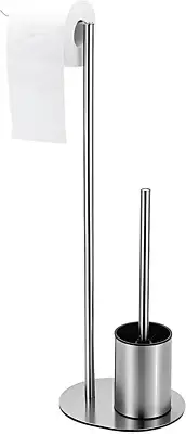 Stainless Steel Free Standing Toilet Roll Holder with Toilet Brush Perfect for A